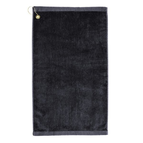 Premium 16 inch x 26 inch Velour Golf Towel with Corner Hook &Grommet Placement-Black, Towelsoft, Mfr#: Golf-GV1201CL-BLK
